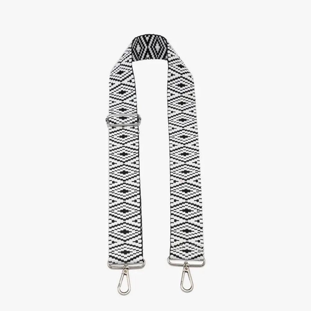 NWT Jen & Co. Woven Guitar Strap for Bags, Black & White